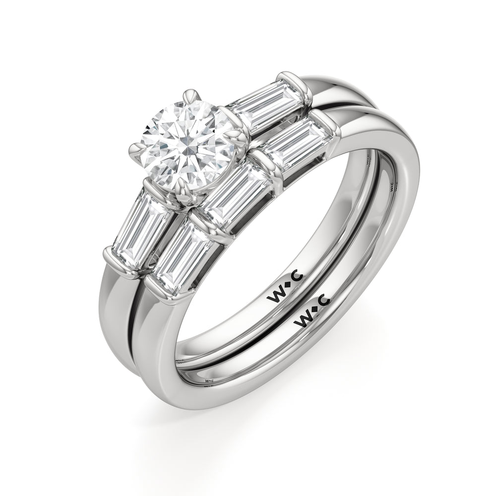 The Maeve Diamond Wedding Band with Platinum Cut Diamond in 14KT Platinum view 4
