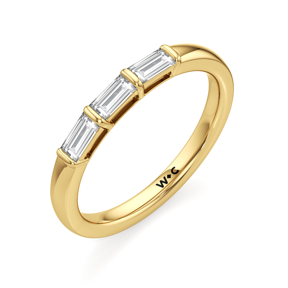 The Maeve Diamond Wedding Band with 18KT Yellow Gold Cut Diamond in 14KT Yellow Gold view 3
