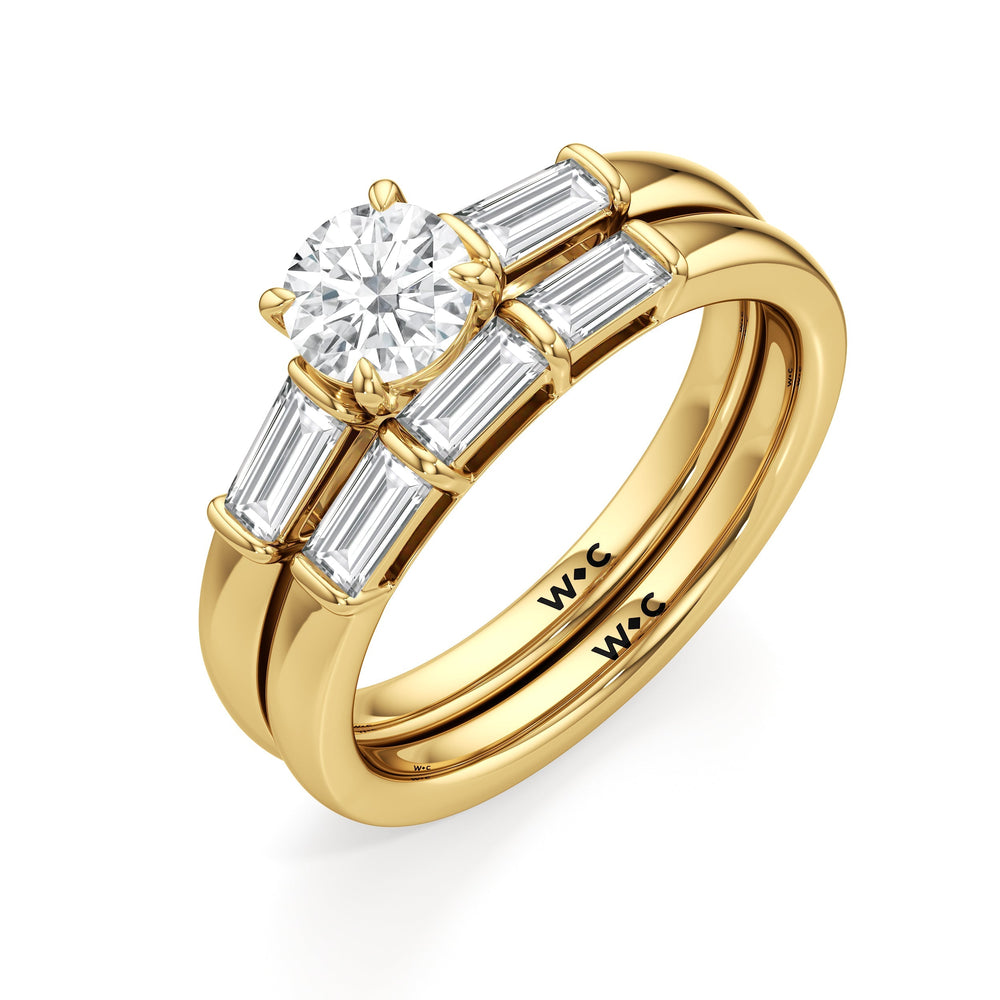 The Maeve Diamond Wedding Band with 18KT Yellow Gold Cut Diamond in 14KT Yellow Gold view 4
