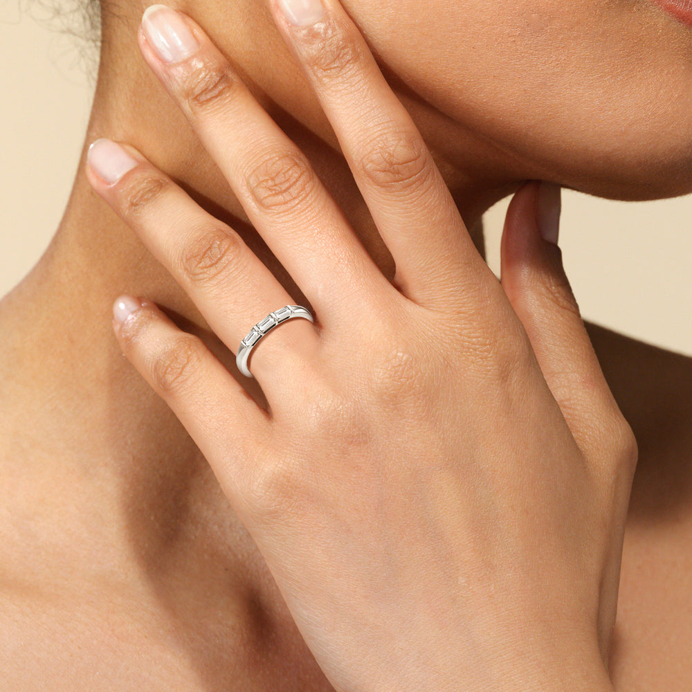 The Maeve Diamond Wedding Band with 18KT Rose Gold Cut Diamond in 14KT Rose Gold view 5
