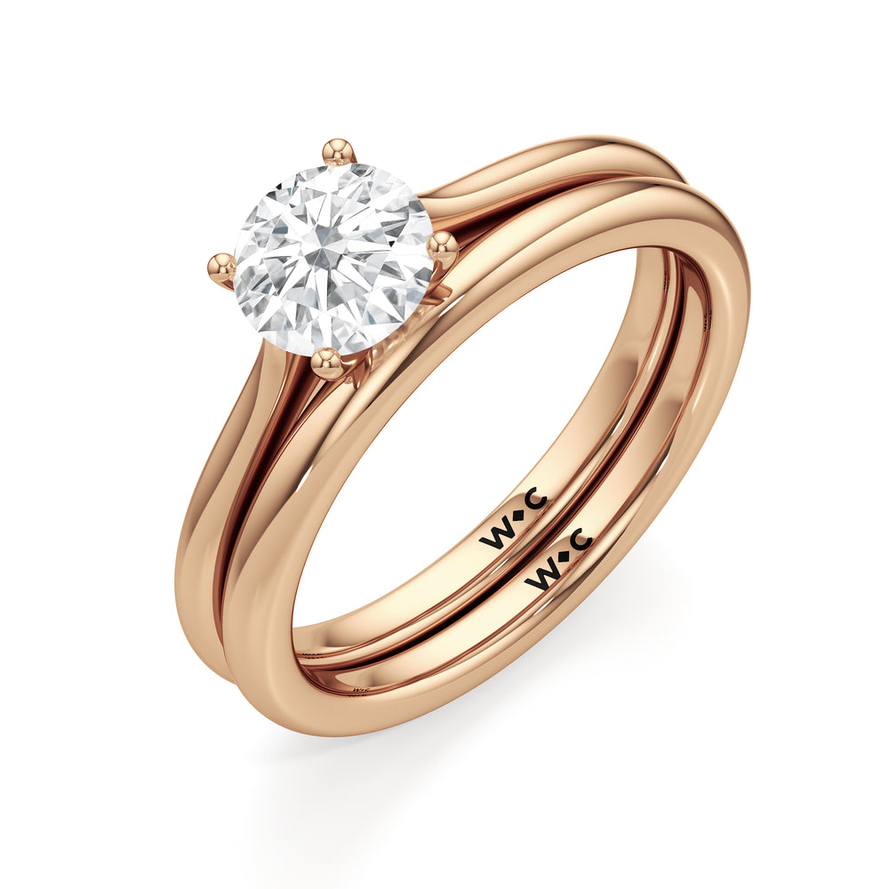 The Rowan Wedding Band with 18KT Rose Gold Cut Diamond in 14KT Rose Gold view 3
