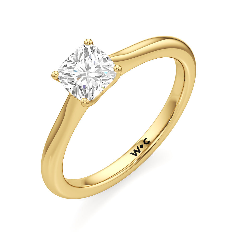 The Rowan Engagement Ring with Cushion Cut Diamond in 14KT Yellow Gold view 3
