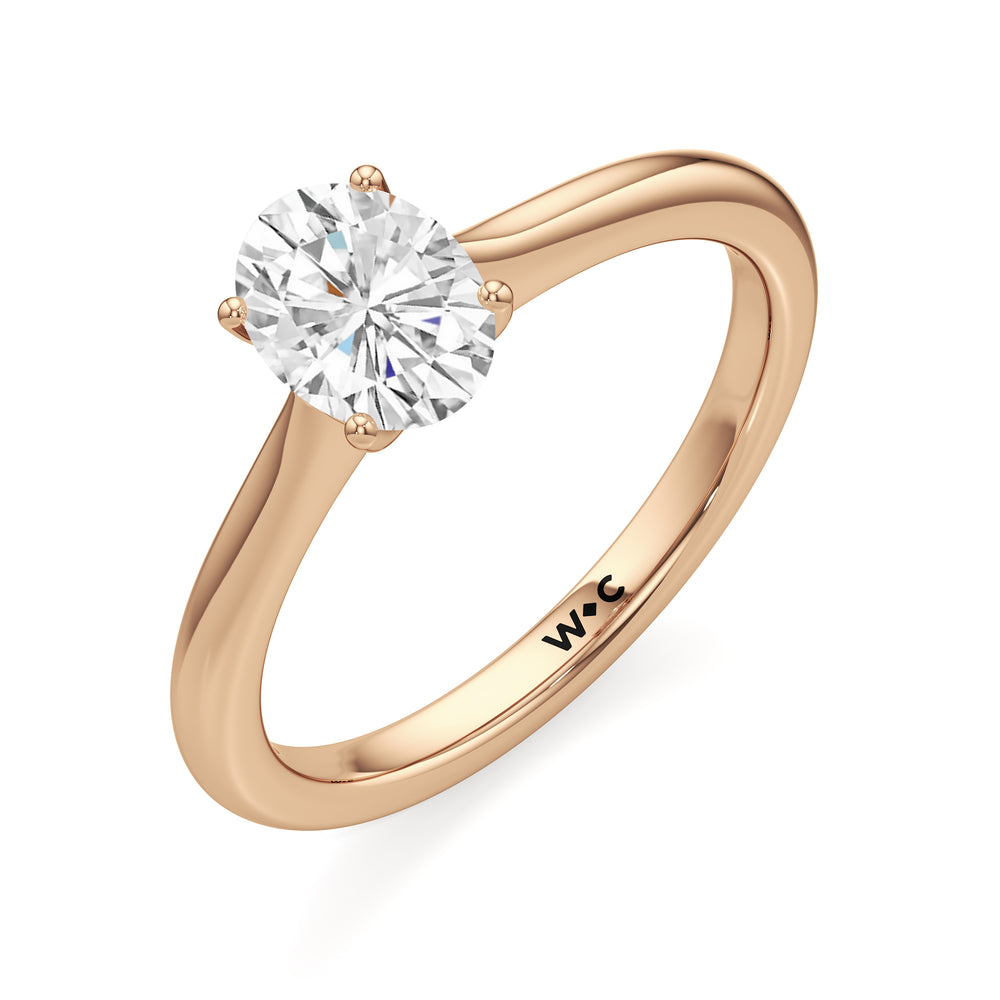 The Rowan Engagement Ring with Oval Cut Diamond in 14KT Rose Gold view 3
