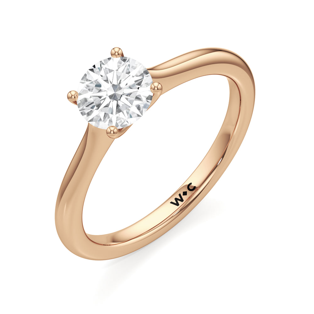 The Rowan Engagement Ring with Round Cut Diamond in 14KT Rose Gold view 3
