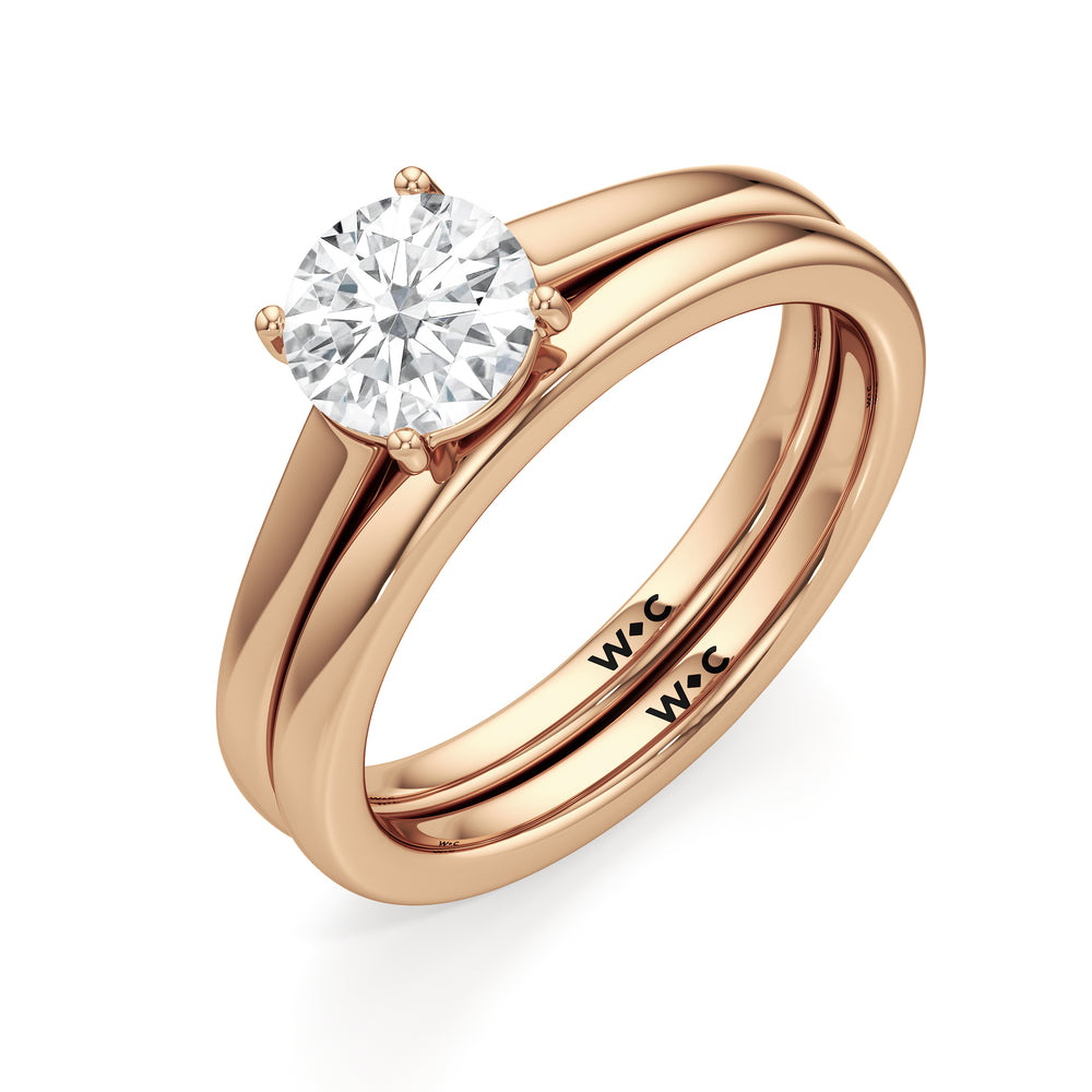 The Charlotte Wedding Band with 18KT Rose Gold Cut Diamond in 14KT Rose Gold view 4
