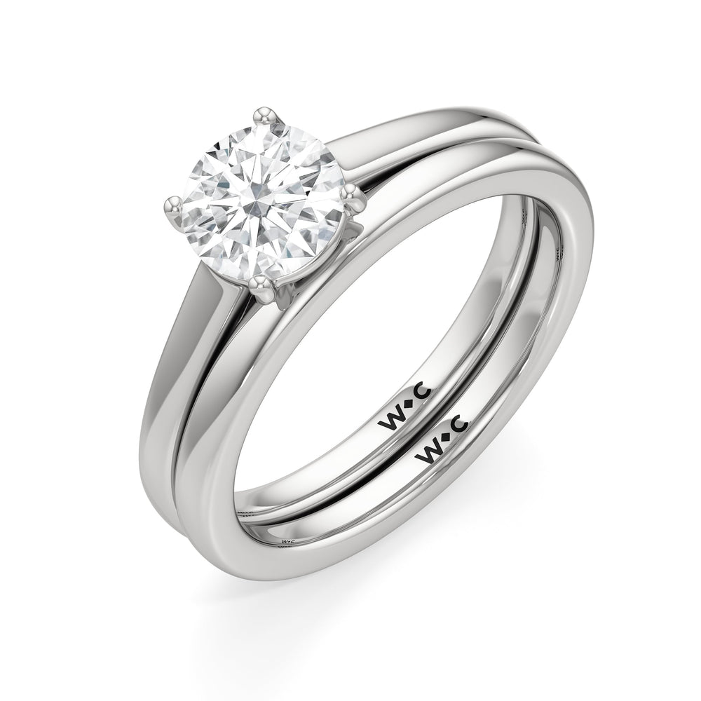 The Charlotte Wedding Band with Platinum Cut Diamond in 14KT Platinum view 4
