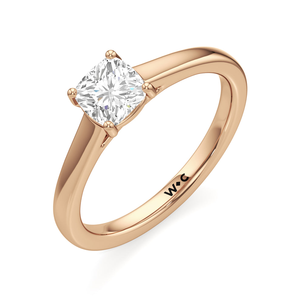 The Charlotte Engagement Ring with Cushion Cut Diamond in 14KT Rose Gold view 3
