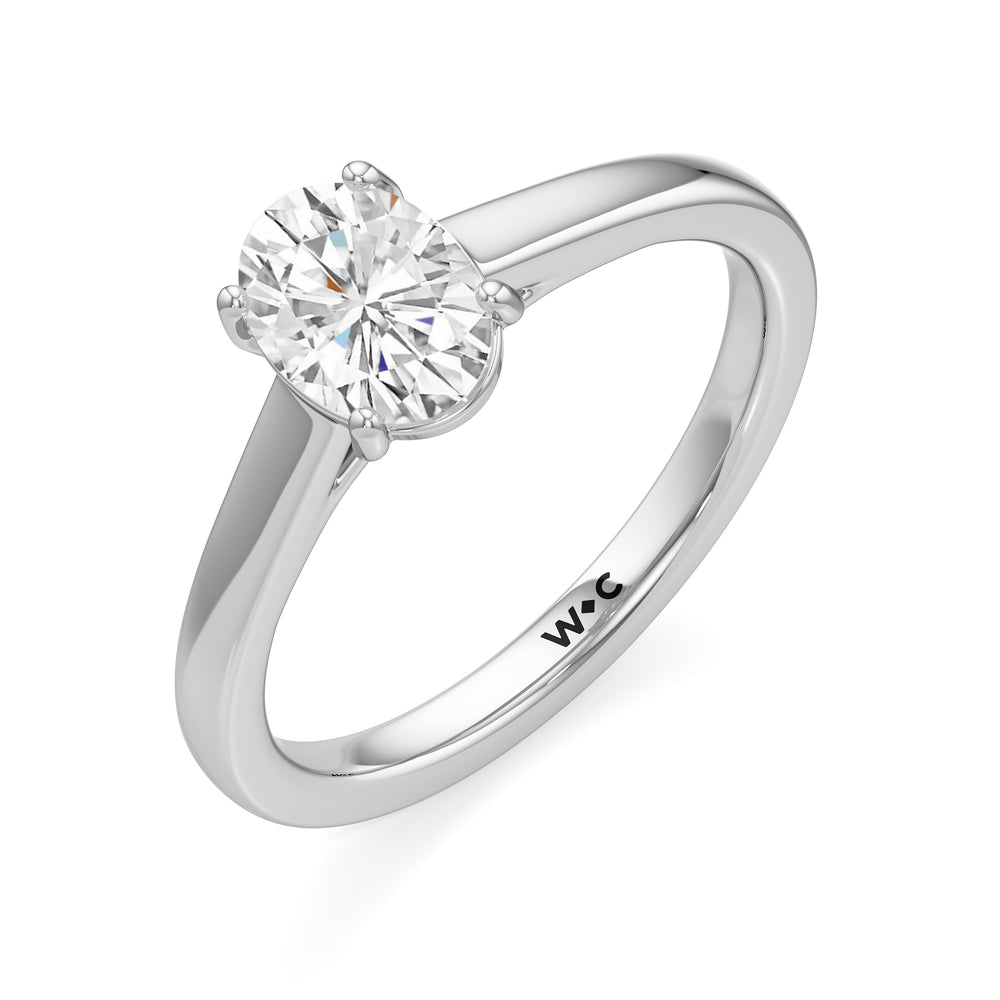The Charlotte Engagement Ring with Oval Cut Diamond in 14KT Platinum view 3
