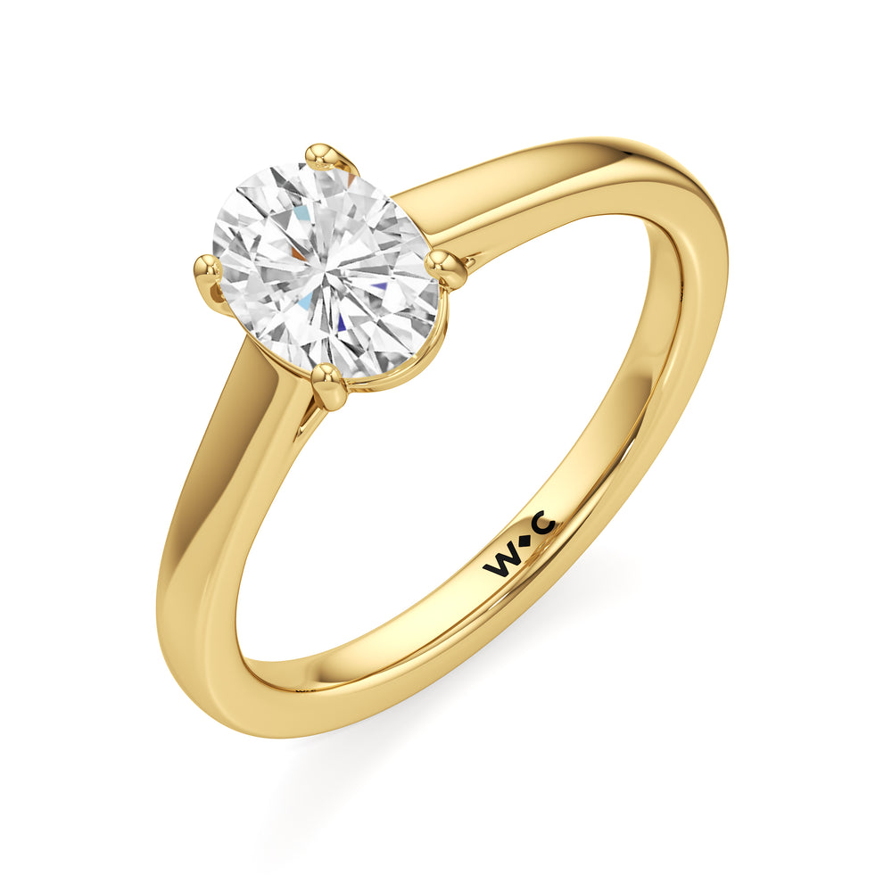 The Charlotte Engagement Ring with Oval Cut Diamond in 14KT Yellow Gold view 3
