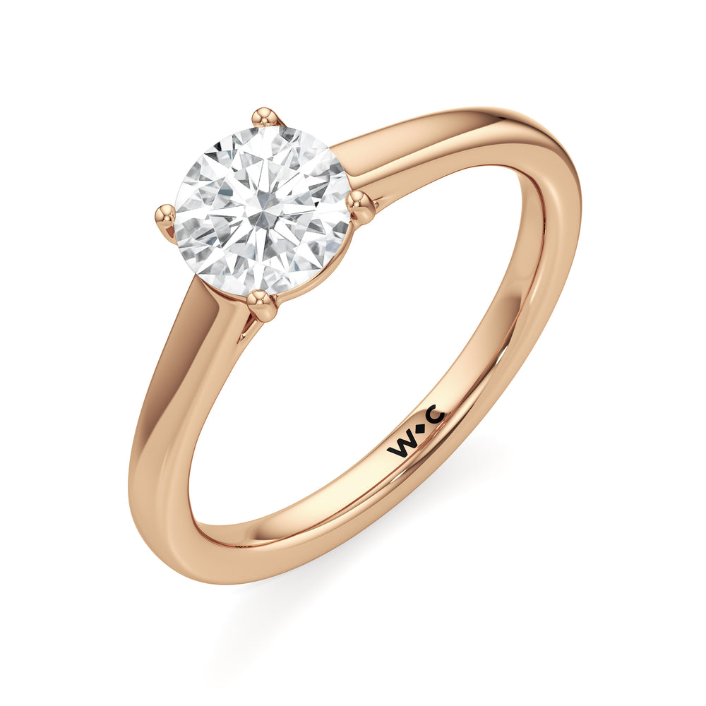 The Charlotte Engagement Ring with Round Cut Diamond in 14KT Rose Gold view 3
