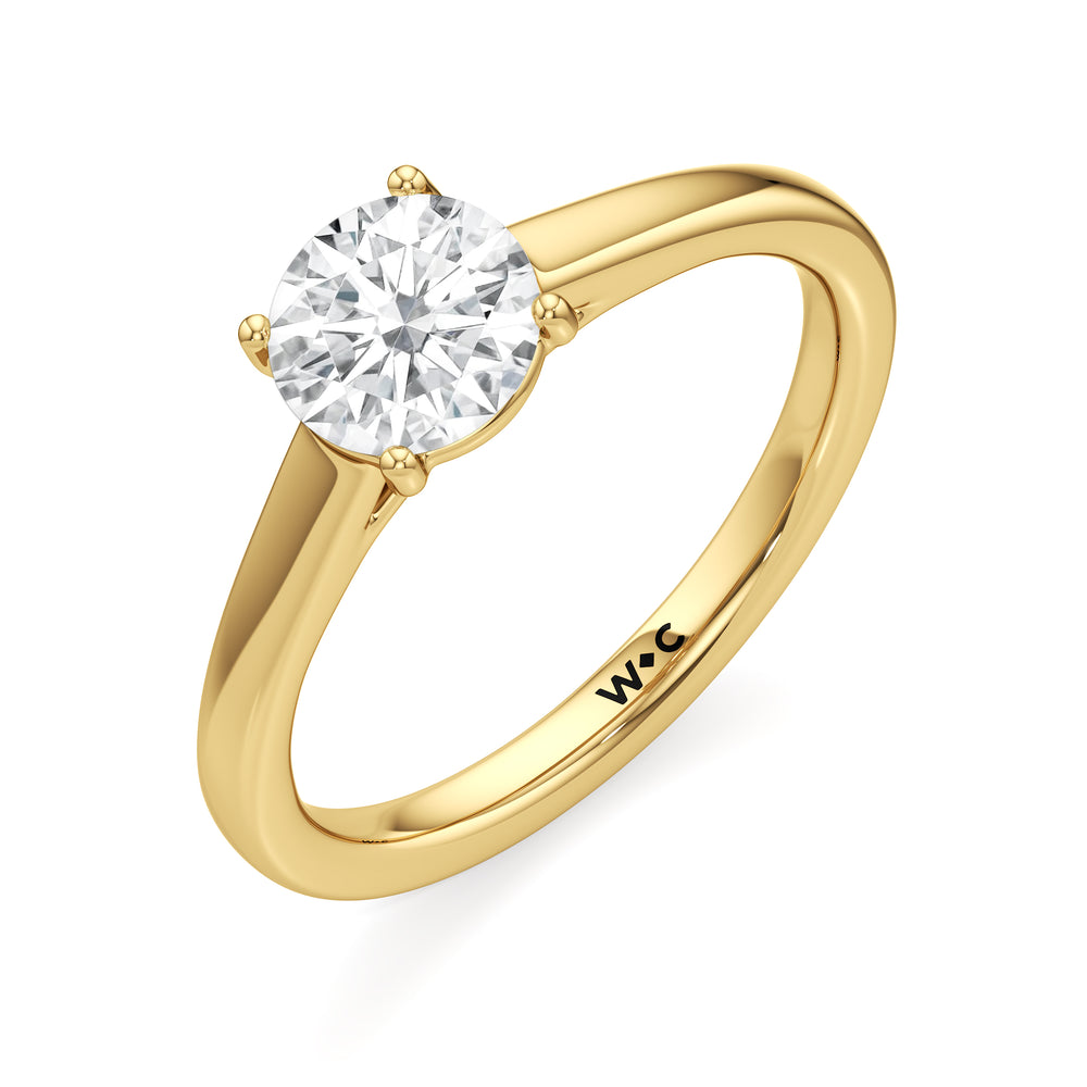 The Charlotte Engagement Ring with Round Cut Diamond in 14KT Yellow Gold view 3
