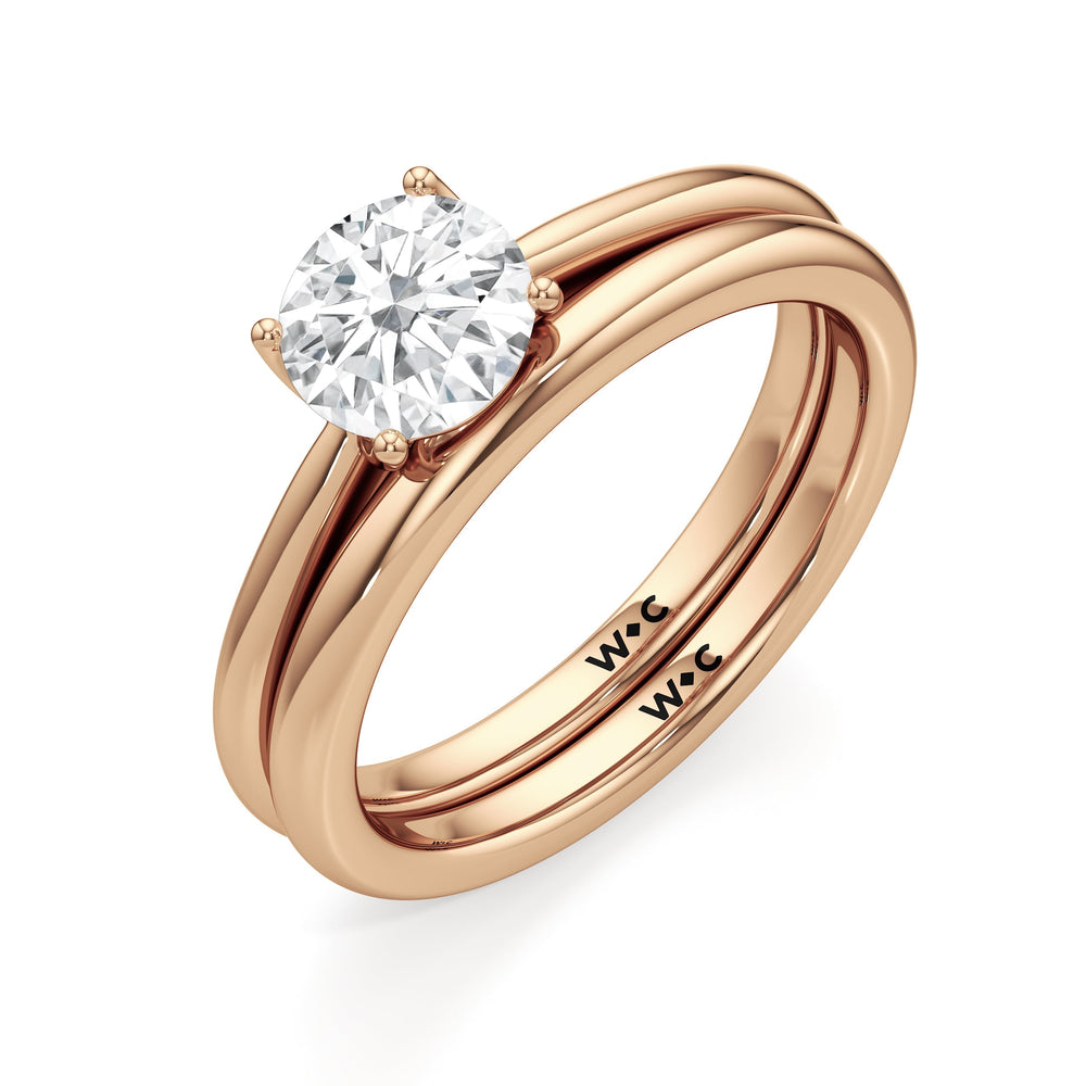 The Lisette Wedding Band with 18KT Rose Gold Cut Diamond in 14KT Rose Gold view 4
