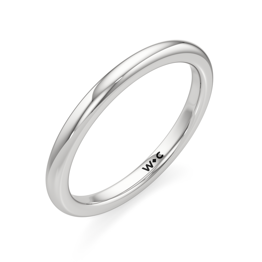 The Lisette Wedding Band with Platinum Cut Diamond in 14KT Platinum view 3
