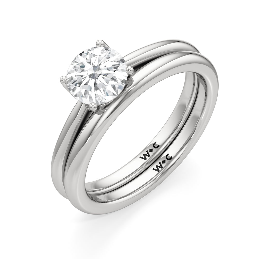 The Lisette Wedding Band with Platinum Cut Diamond in 14KT Platinum view 4
