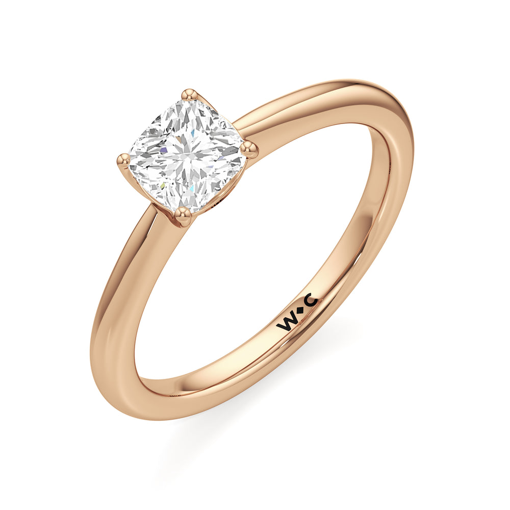 The Lisette Engagement Ring with Cushion Cut Diamond in 14KT Rose Gold view 3
