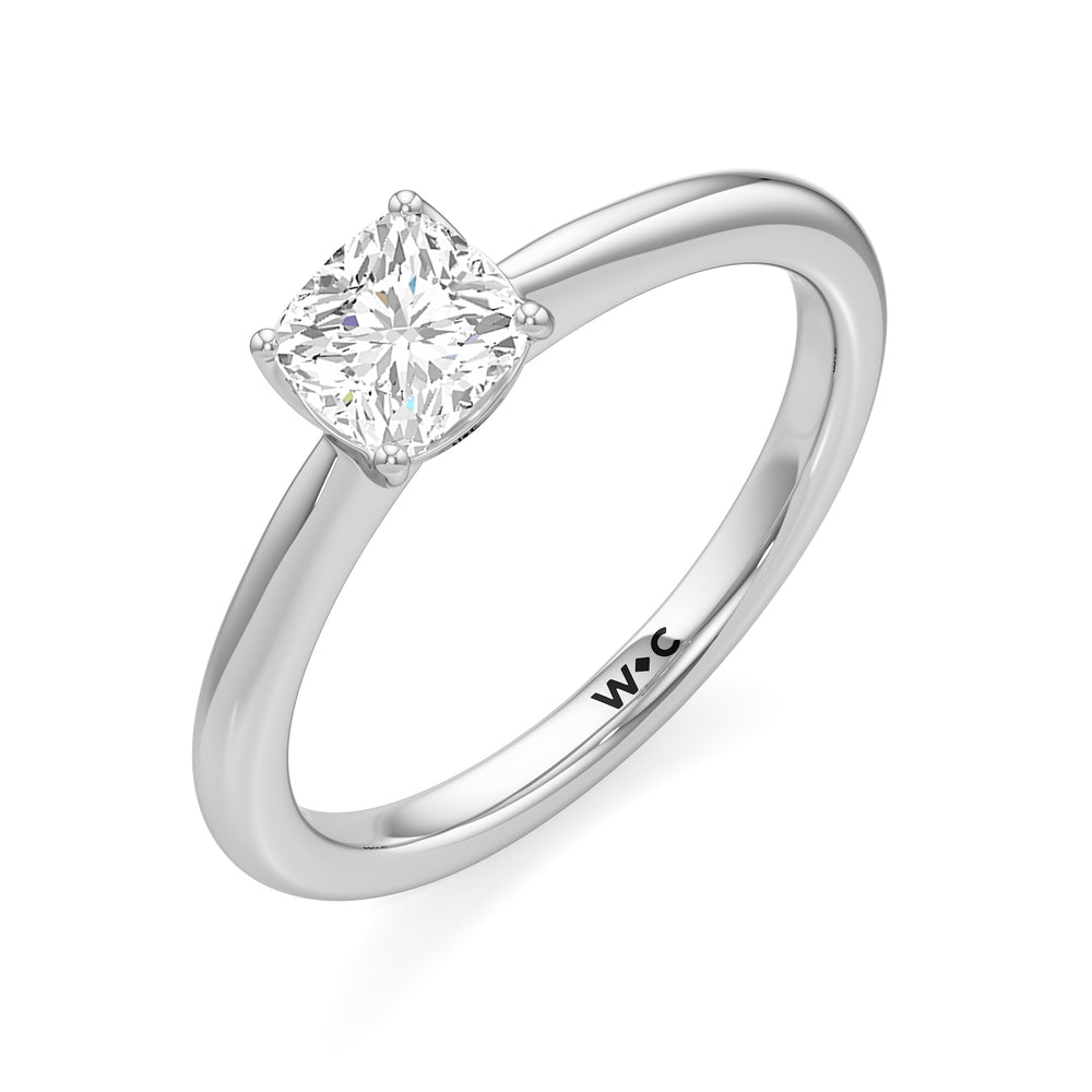 The Lisette Engagement Ring with Cushion Cut Diamond in 14KT Platinum view 3
