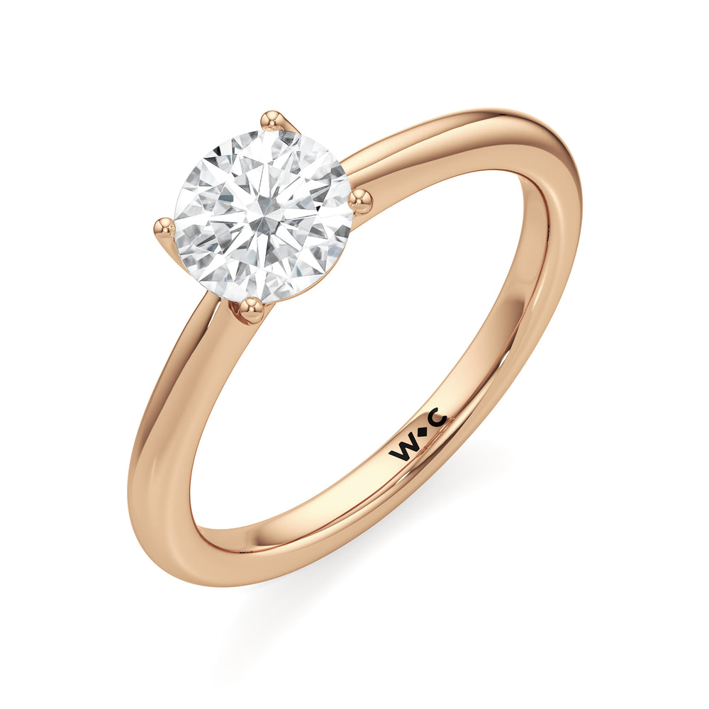The Lisette Engagement Ring with Round Cut Diamond in 14KT Rose Gold view 3
