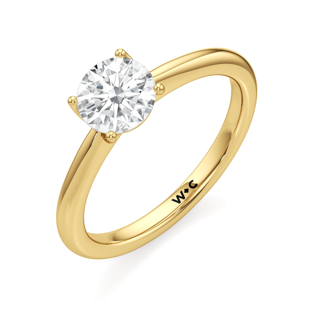 The Lisette Engagement Ring with Round Cut Diamond in 14KT Yellow Gold view 3
