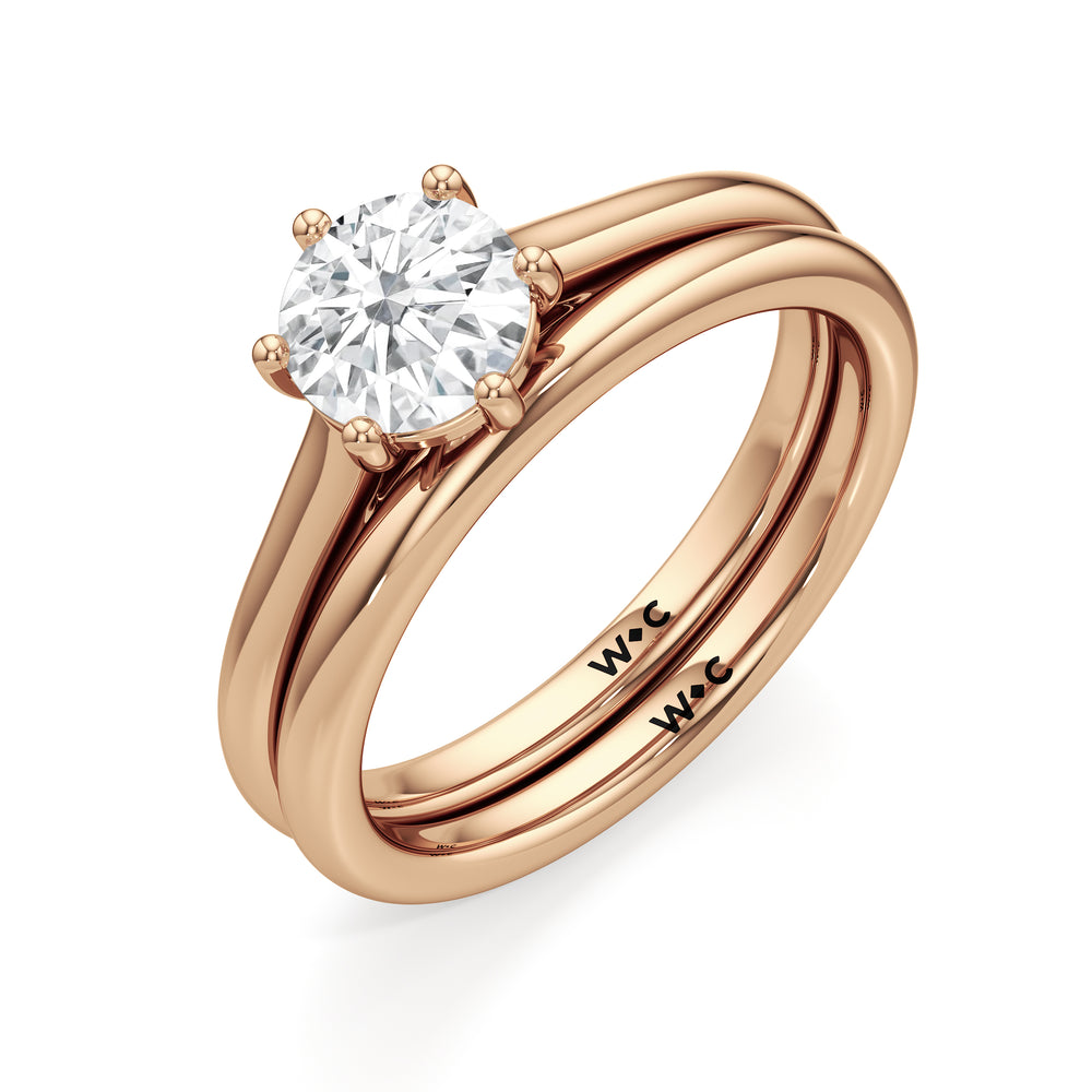 The Abigail Wedding Band with 18KT Rose Gold Cut Diamond in 14KT Rose Gold view 4

