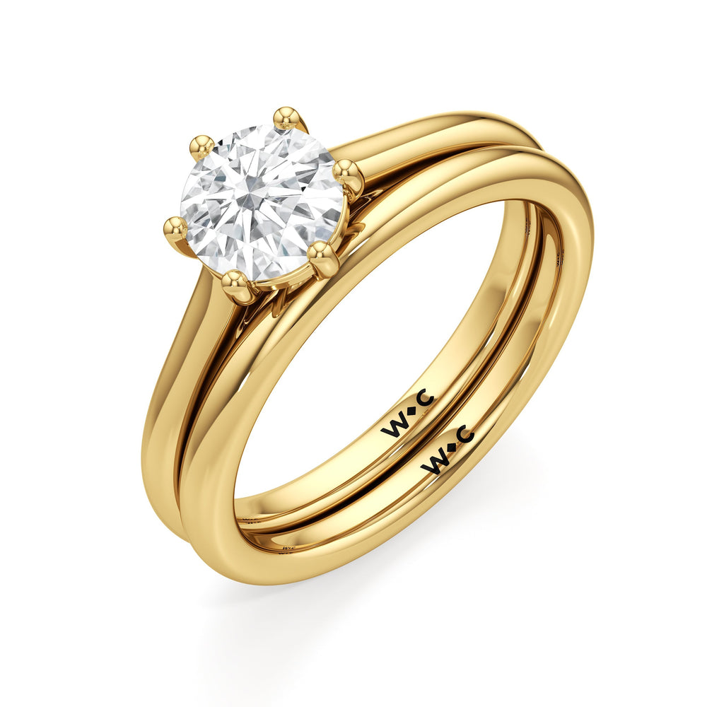 The Abigail Wedding Band with 18KT Yellow Gold Cut Diamond in 14KT Yellow Gold view 4
