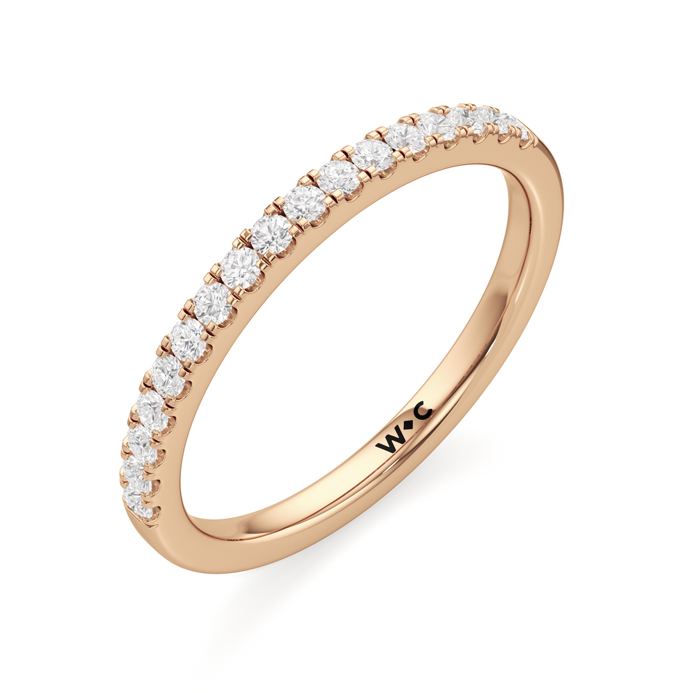 The Kate Diamond Wedding Band with 18KT Rose Gold Cut Diamond in 14KT Rose Gold view 3
