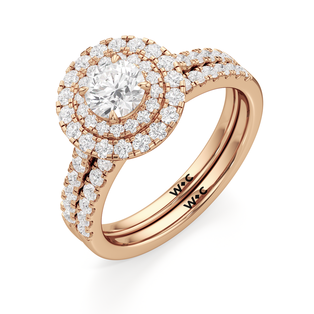 The Kate Diamond Wedding Band with 18KT Rose Gold Cut Diamond in 14KT Rose Gold view 4
