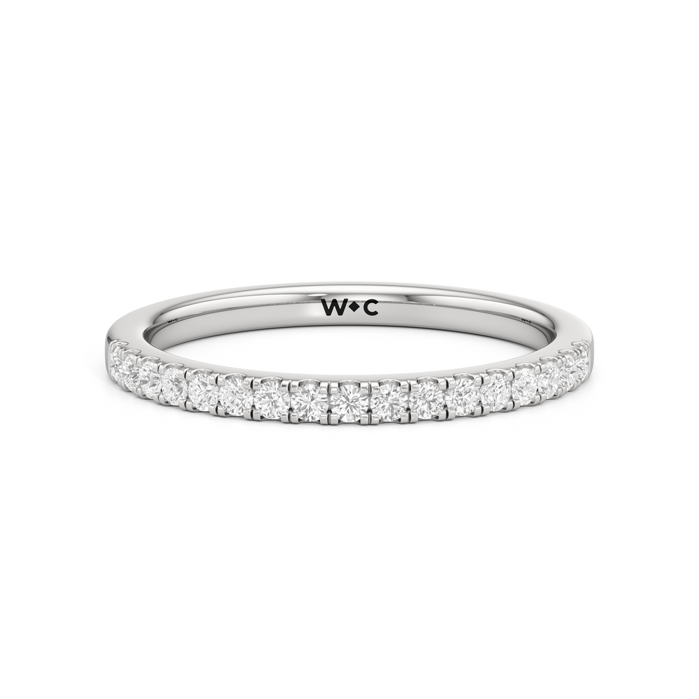 The Kate Diamond Wedding Band with Platinum Cut Diamond in 14KT Platinum view 1
