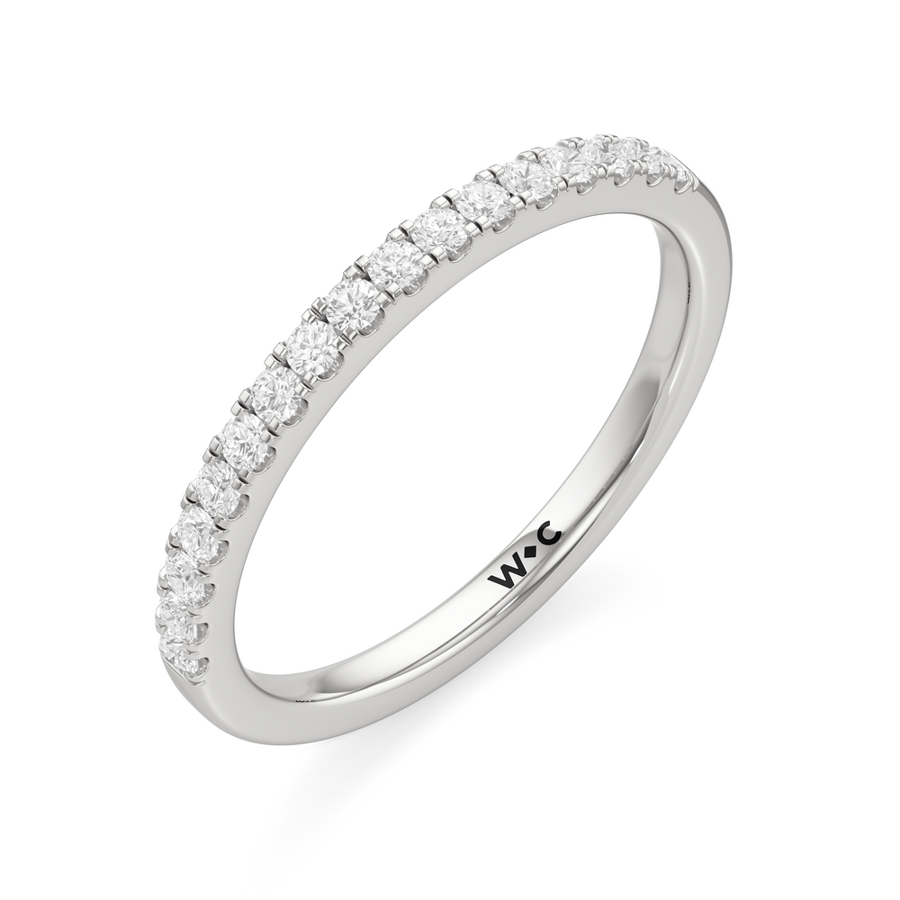 The Kate Diamond Wedding Band with Platinum Cut Diamond in 14KT Platinum view 3
