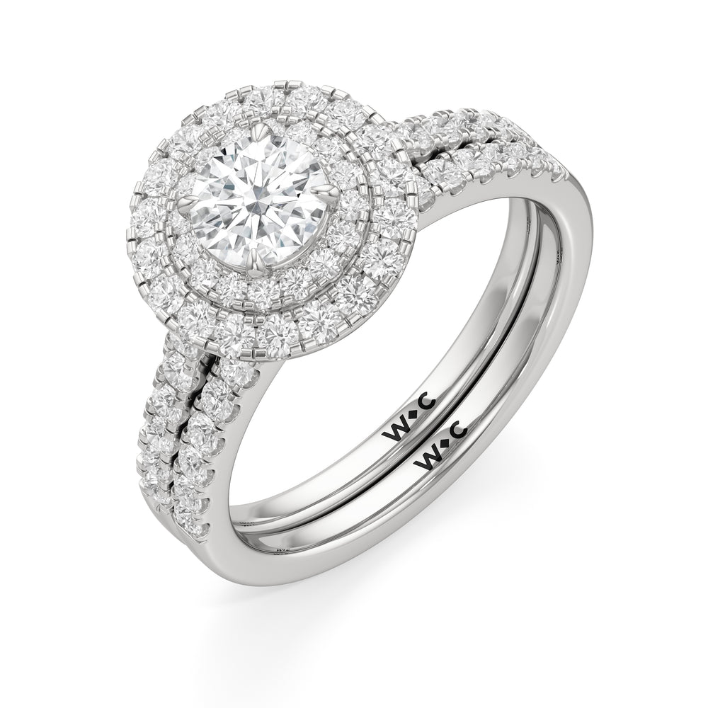 The Kate Diamond Wedding Band with Platinum Cut Diamond in 14KT Platinum view 4
