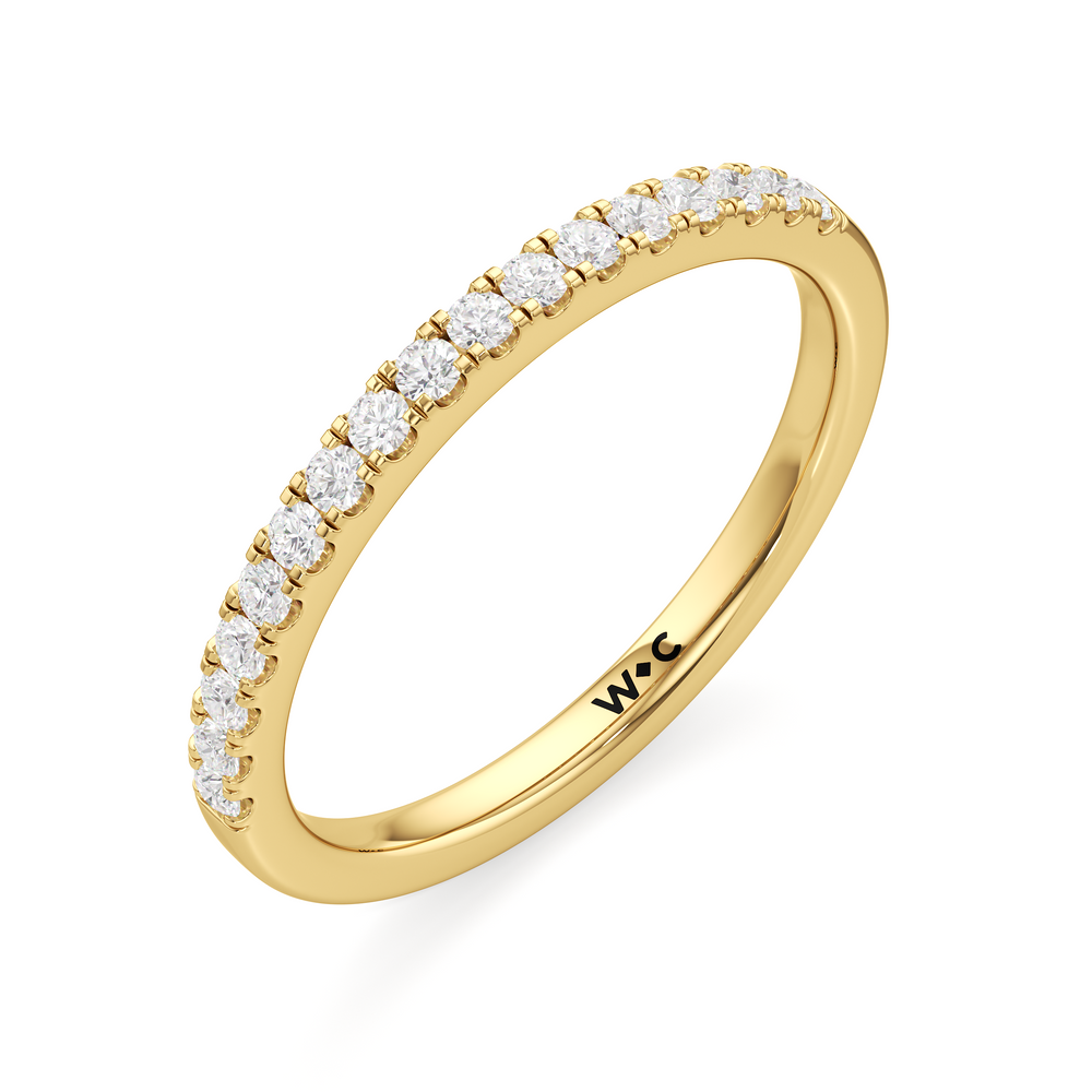 The Kate Diamond Wedding Band with 18KT Yellow Gold Cut Diamond in 14KT Yellow Gold view 3
