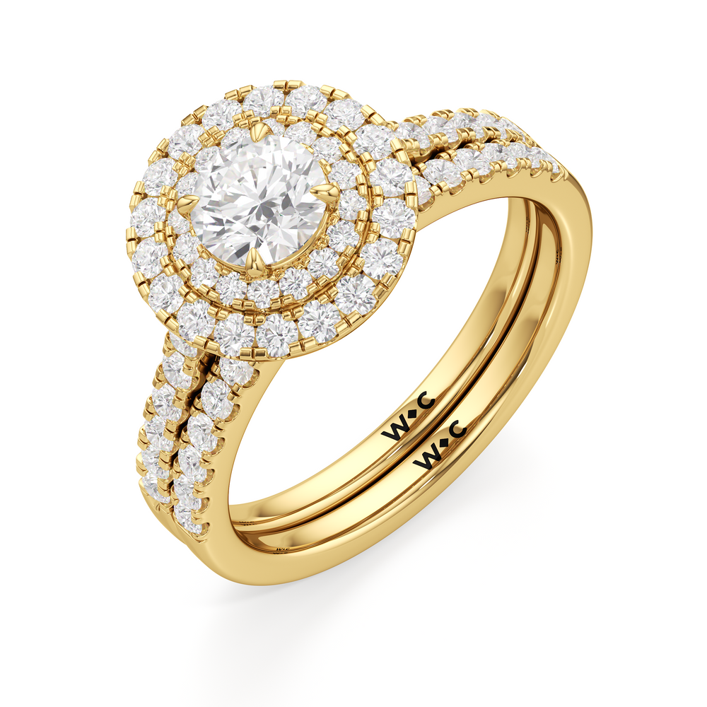 The Kate Diamond Wedding Band with 18KT Yellow Gold Cut Diamond in 14KT Yellow Gold view 4

