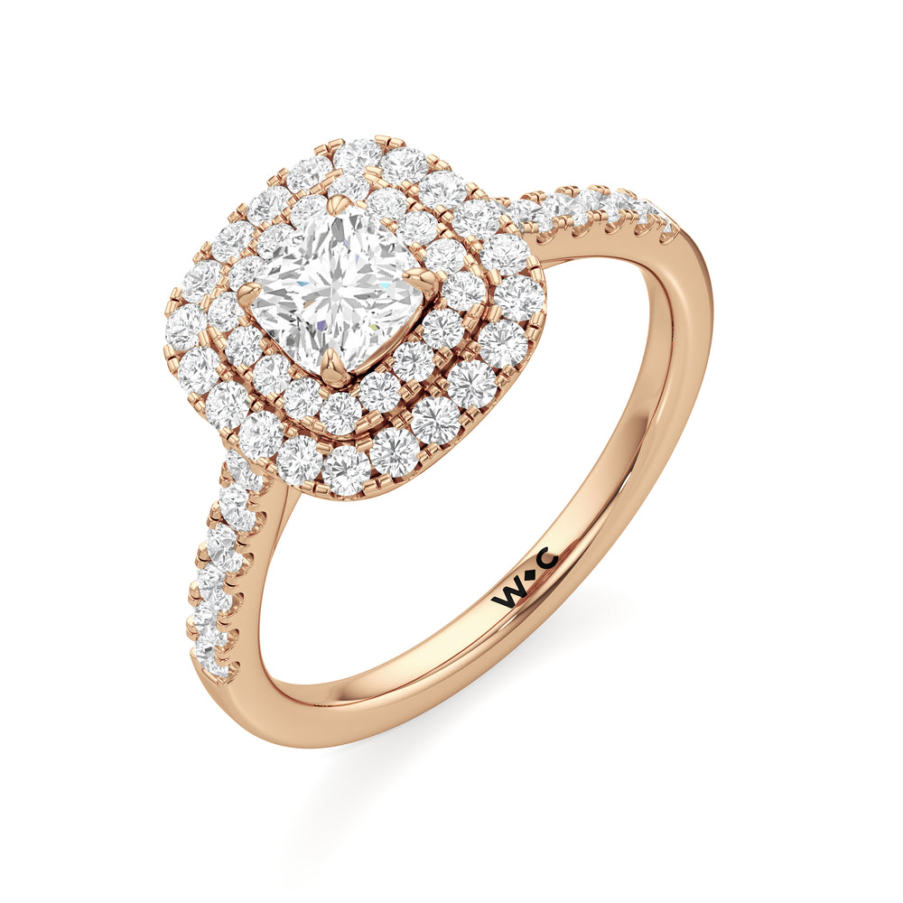 The Kate Engagement Ring with Cushion Cut Diamond in 14KT Rose Gold view 3

