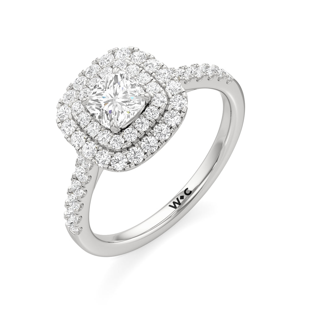 The Kate Engagement Ring with Cushion Cut Diamond in 14KT Platinum view 3
