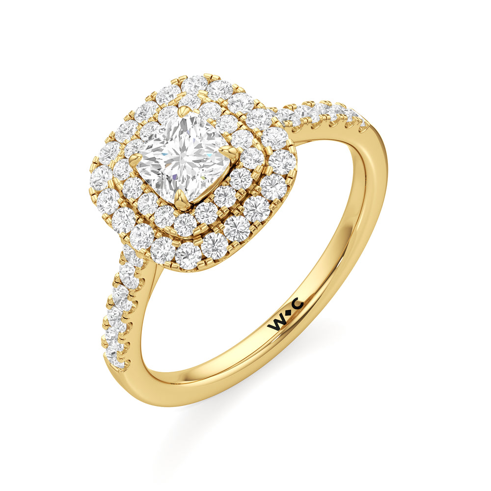 The Kate Engagement Ring with Cushion Cut Diamond in 14KT Yellow Gold view 3
