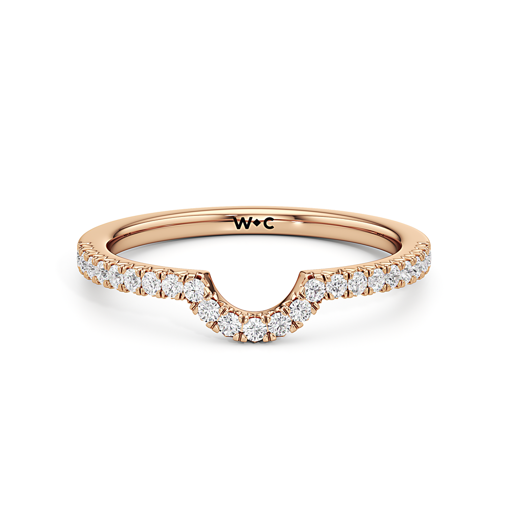 The Caroline Diamond Wedding Band with 18KT Rose Gold Cut Diamond in 14KT Rose Gold view 1
