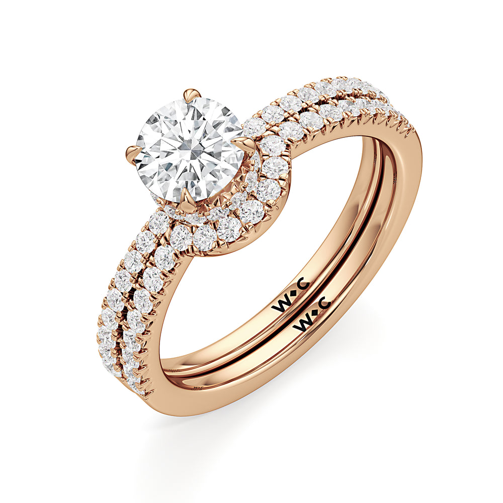 The Caroline Diamond Wedding Band with 18KT Rose Gold Cut Diamond in 14KT Rose Gold view 4
