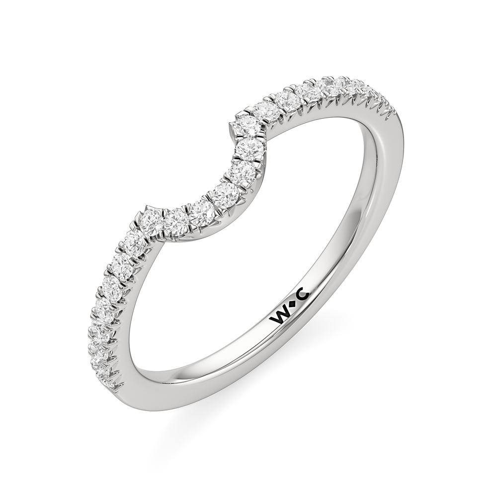 The Caroline Diamond Wedding Band with Platinum Cut Diamond in 14KT Platinum view 3
