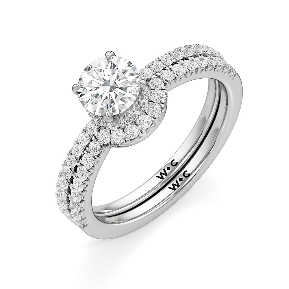 The Caroline Diamond Wedding Band with Platinum Cut Diamond in 14KT Platinum view 4
