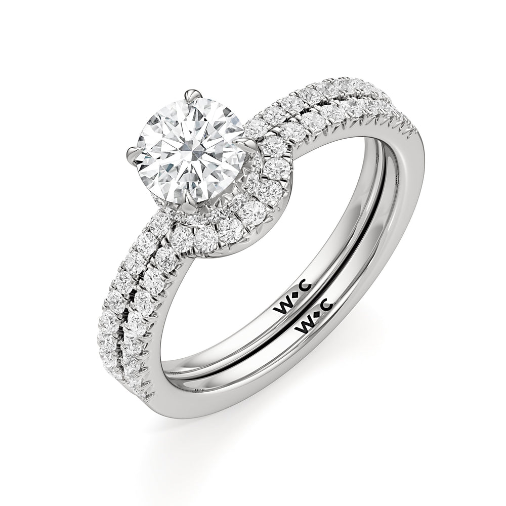 The Caroline Diamond Wedding Band with Platinum Cut Diamond in 14KT Platinum view 4

