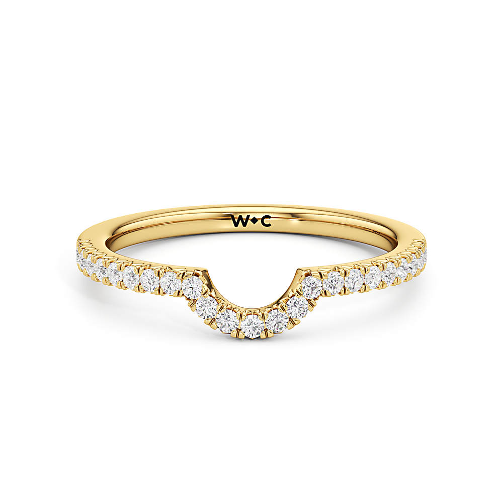 The Caroline Diamond Wedding Band with 18KT Yellow Gold Cut Diamond in 14KT Yellow Gold view 1
