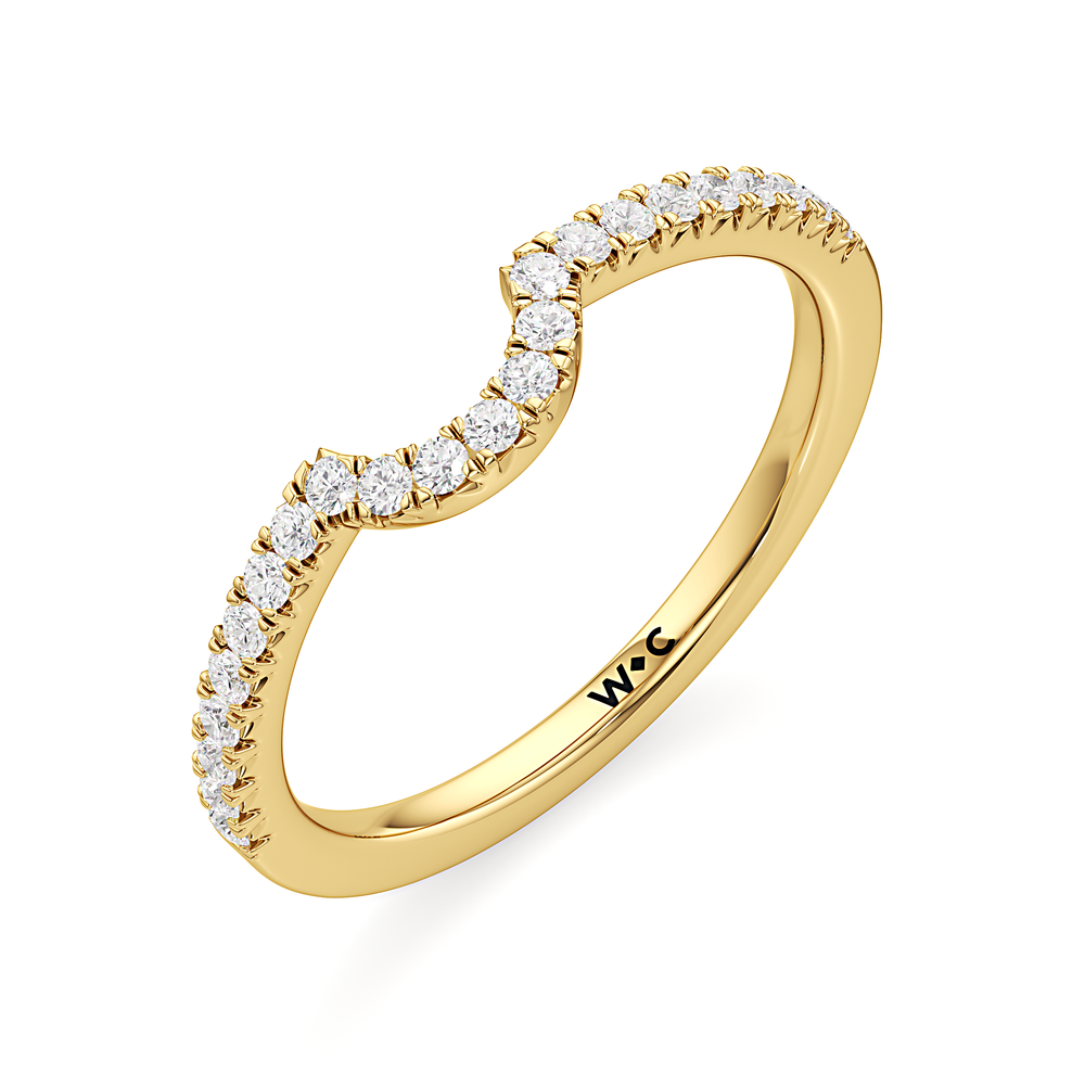 The Caroline Diamond Wedding Band with 18KT Yellow Gold Cut Diamond in 14KT Yellow Gold view 3
