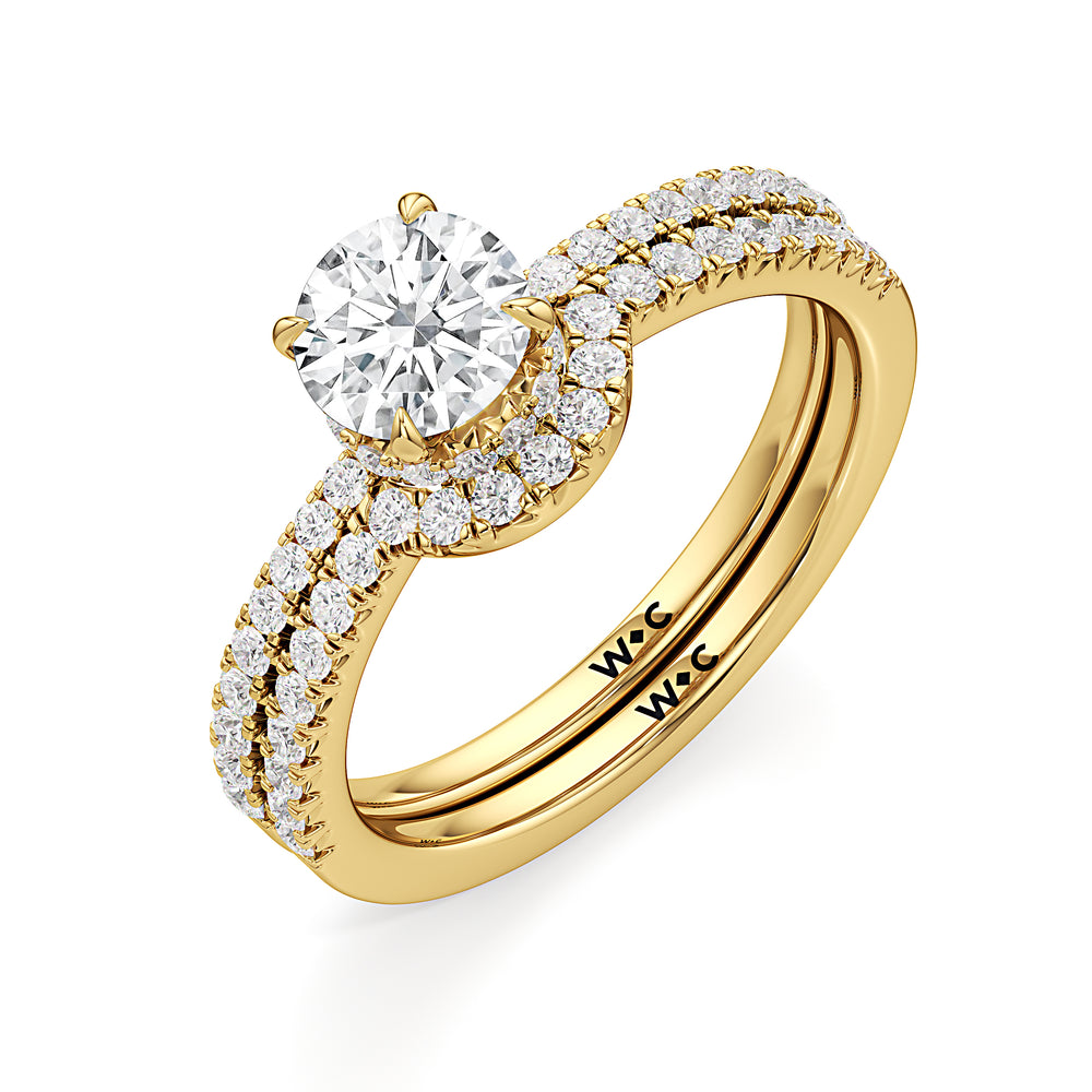 The Caroline Diamond Wedding Band with 18KT Yellow Gold Cut Diamond in 14KT Yellow Gold view 4
