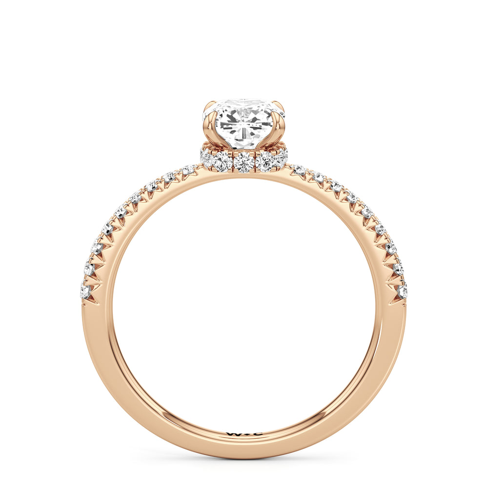 The Caroline Engagement Ring with Cushion Cut Diamond in 14KT Rose Gold view 2
