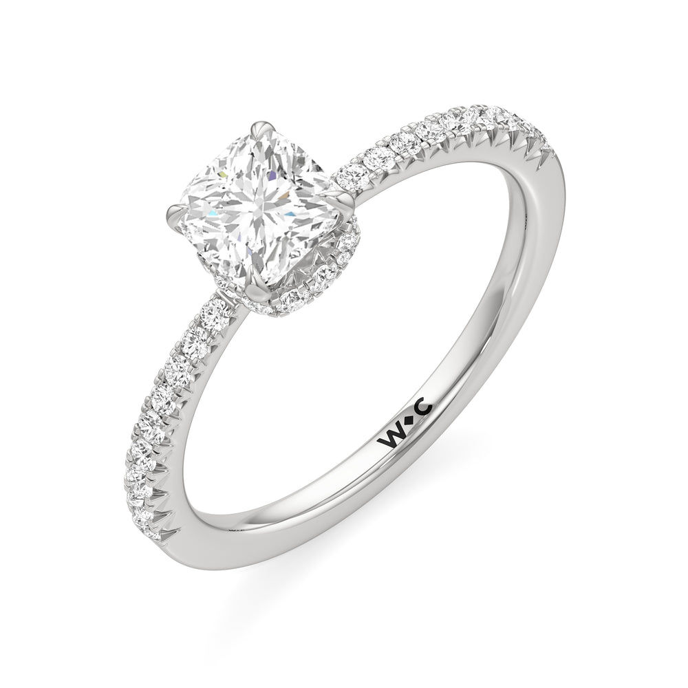The Caroline Engagement Ring with Cushion Cut Diamond in 14KT Platinum view 3
