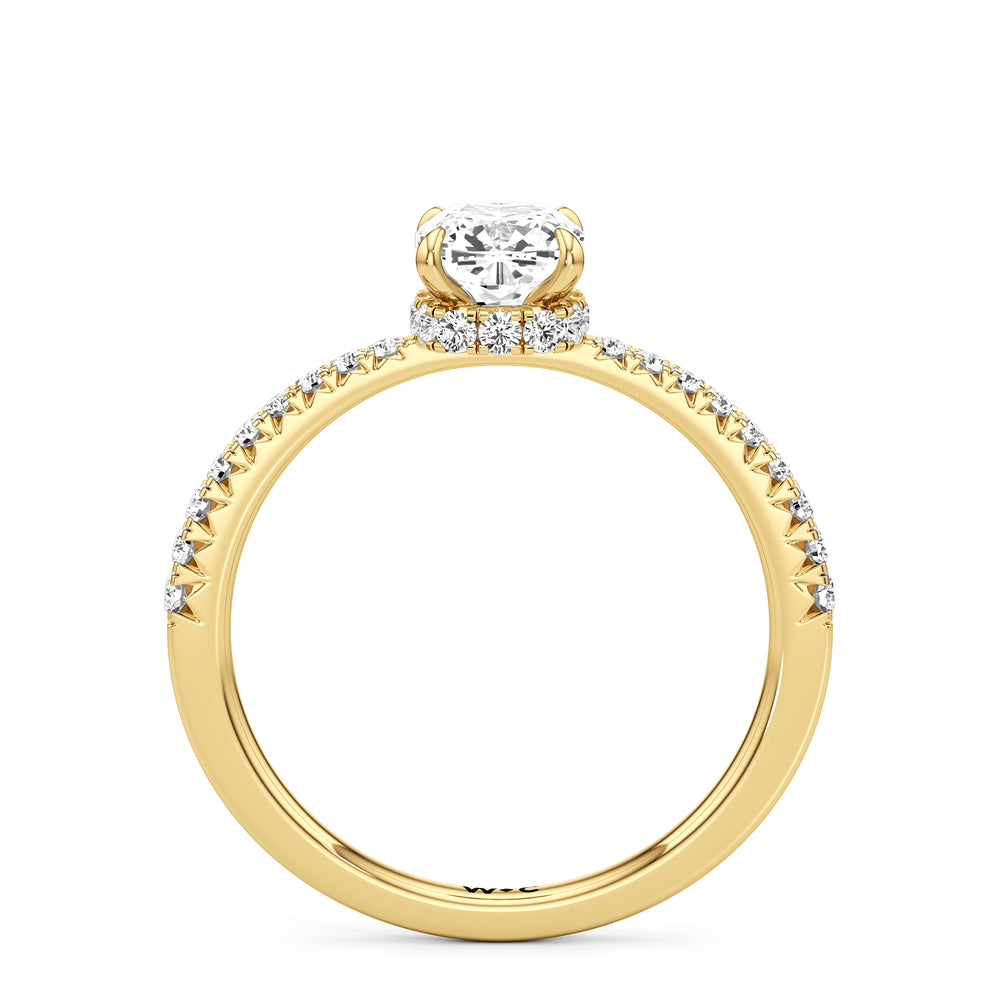 The Caroline Engagement Ring with Cushion Cut Diamond in 14KT Yellow Gold view 2
