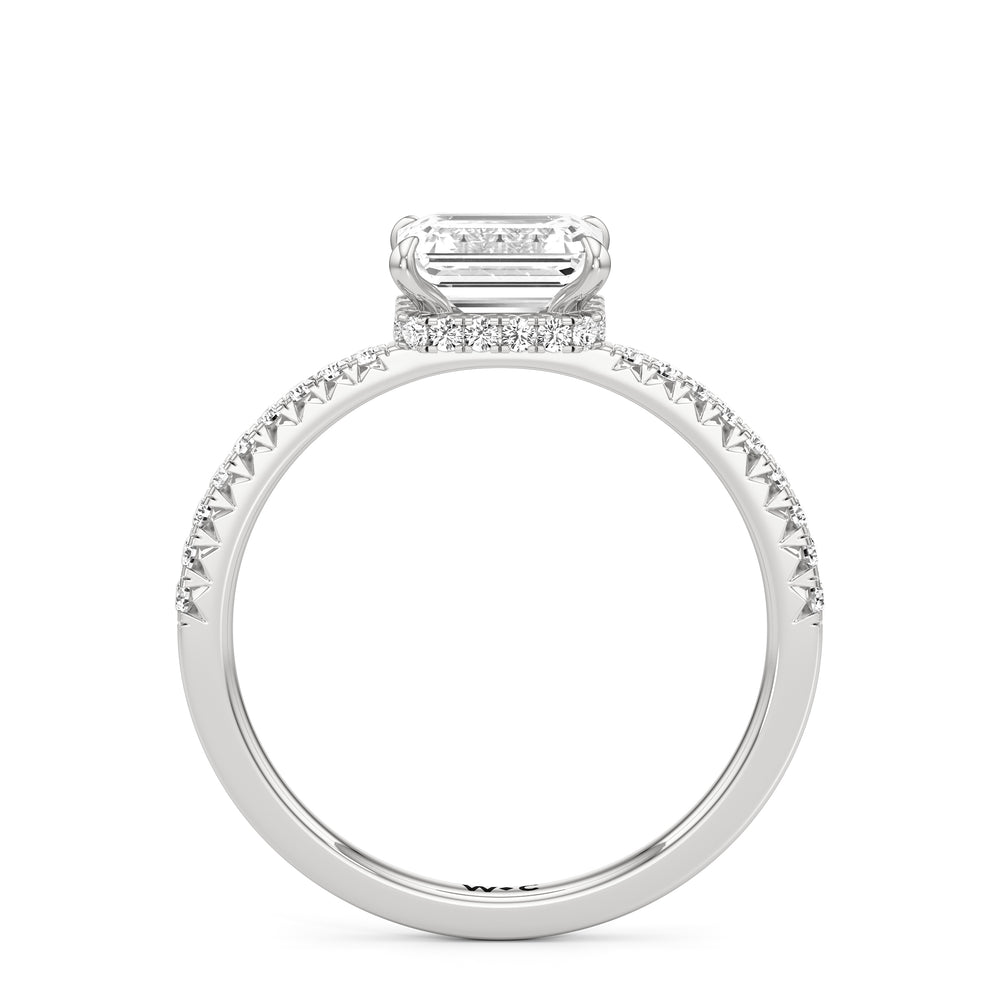 The Caroline Engagement Ring with Emerald Cut Diamond in 14KT Platinum view 2
