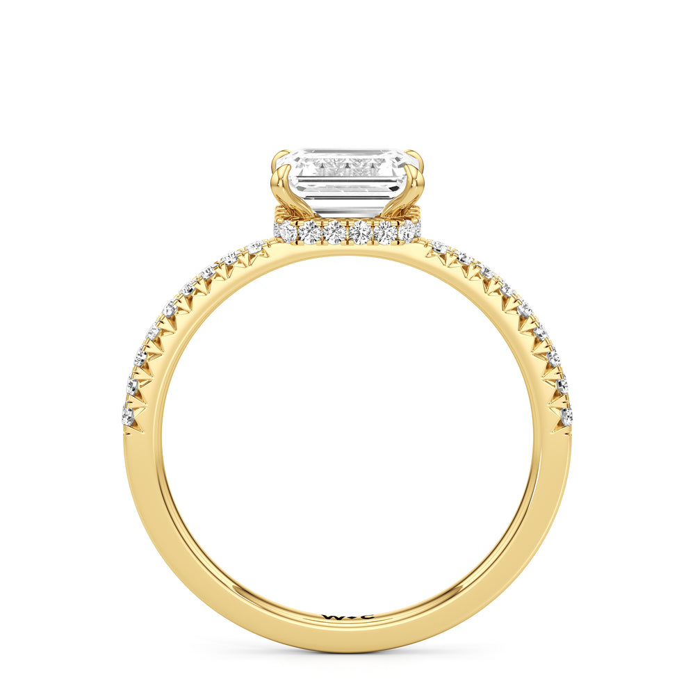 The Caroline Engagement Ring with Emerald Cut Diamond in 14KT Yellow Gold view 2
