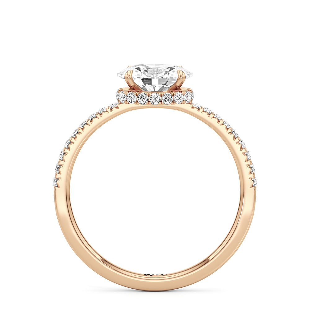 The Caroline Engagement Ring with Oval Cut Diamond in 14KT Rose Gold view 2
