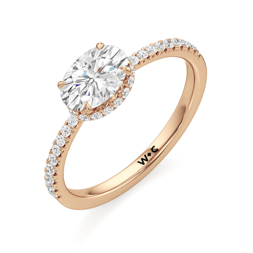 The Caroline Engagement Ring with Oval Cut Diamond in 14KT Rose Gold view 3
