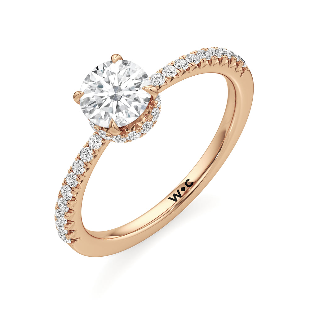 The Caroline Engagement Ring with Round Cut Diamond in 14KT Rose Gold view 3
